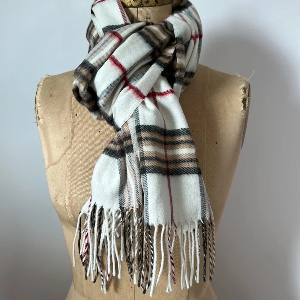 V. FRAAS cashmink super soft acrylic plaid scarf made Germany 🇩🇪 15.5 x 65in